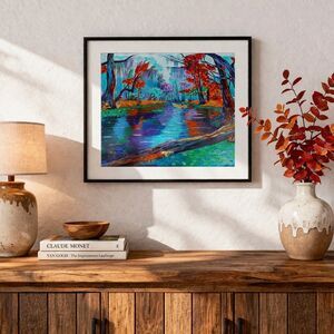 Vibrant Forest River Acrylic Painting – Original Art (14x18)